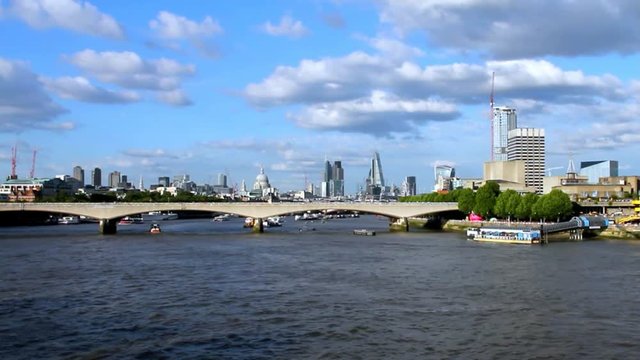 City of London in Late Afternoon Light From Hungerford Bridge.