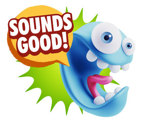 3d Illustration Laughing Character Emoji Expression saying Sound