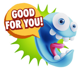 3d Rendering Smile Character Emoticon Expression saying Good For