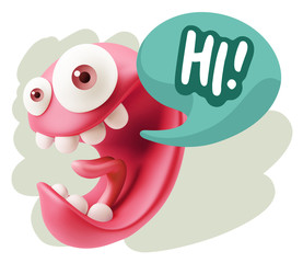 3d Illustration Laughing Character Emoji Expression saying Hi wi