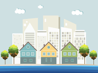Fototapeta premium Colorful Beach Houses. Real Estate Concept