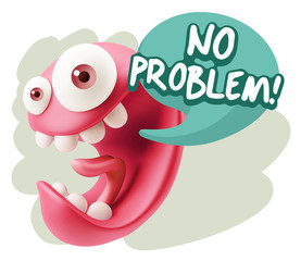 3d Rendering Smile Character Emoticon Expression saying No Probl