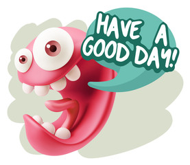 3d Rendering Smile Character Emoticon Expression saying Have A G