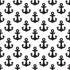 Anchor seamless pattern isolated on white background. Sea design template. Vector illustration.