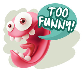 3d Rendering Smile Character Emoticon Expression saying Very Fun