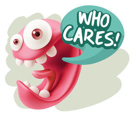 3d Illustration Laughing Character Emoji Expression saying Who C