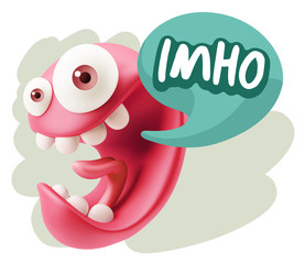 3d Rendering Smile Character Emoticon Expression saying Imho wit