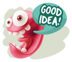 3d Rendering Smile Character Emoticon Expression saying Good Ide