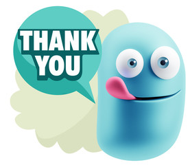3d Illustration Laughing Character Emoji Expression saying Thank