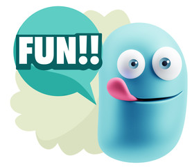 3d Illustration Laughing Character Emoji Expression saying Fun w