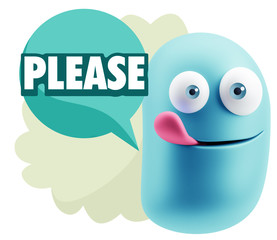 3d Illustration Laughing Character Emoji Expression saying Pleas