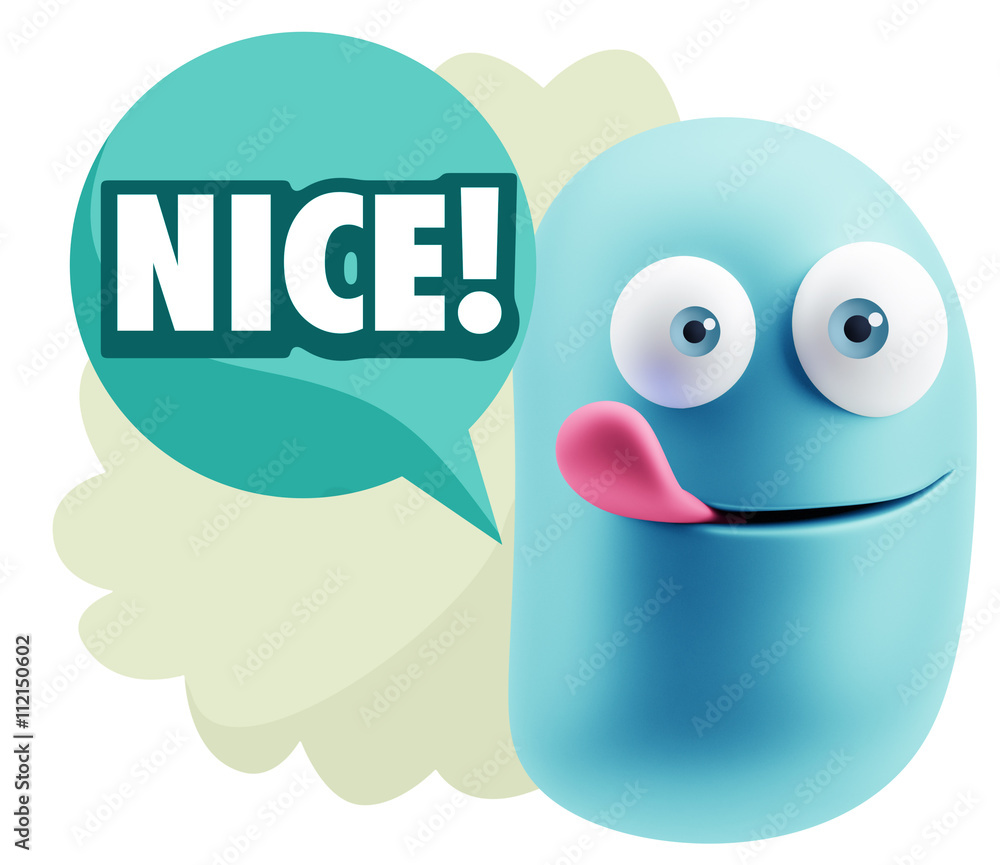 Fototapete 3d Rendering Smile Character Emoticon Expression saying Nice wit