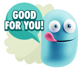 3d Rendering Smile Character Emoticon Expression saying Good For