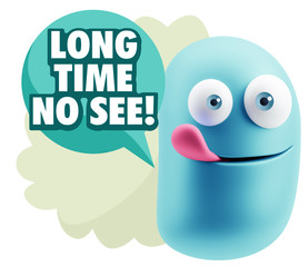 3d Illustration Laughing Character Emoji Expression saying Long