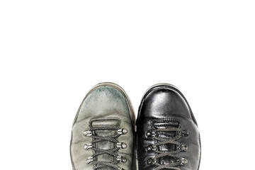 Shoes before and after polish