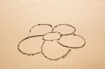 Flower drawn in the sand
