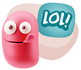 3d Illustration Laughing Character Emoji Expression saying Lol w