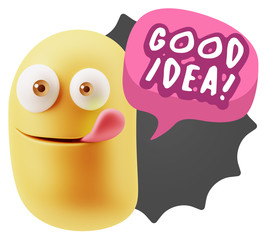 3d Rendering Smile Character Emoticon Expression saying Good Ide