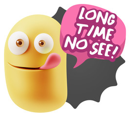 3d Illustration Laughing Character Emoji Expression saying Long