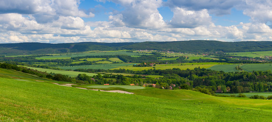 Fototapeta na wymiar Panorama landscape - Amazing view from golf course