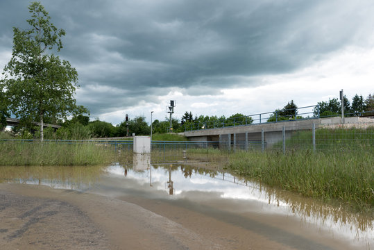 Unwetter, Überschwemmung in Laupheim, Hochwasser
