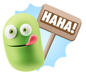 3d Illustration Laughing Character Emoji Expression saying Hahah