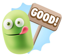 3d Illustration Laughing Character Emoji Expression saying Good