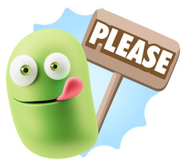 3d Illustration Laughing Character Emoji Expression saying Pleas