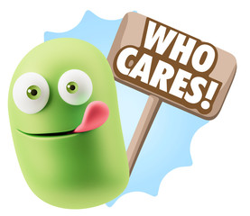 3d Illustration Laughing Character Emoji Expression saying Who C