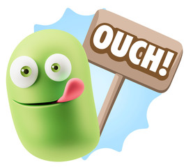 3d Illustration Laughing Character Emoji Expression saying Ouch