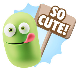 3d Illustration Laughing Character Emoji Expression saying So Cu