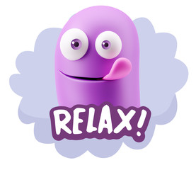 Obraz premium 3d Rendering Smile Character Emoticon Expression saying Relax wi