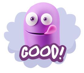 3d Illustration Laughing Character Emoji Expression saying Good