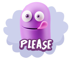 3d Illustration Laughing Character Emoji Expression saying Pleas