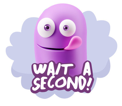 3d Illustration Laughing Character Emoji Expression saying Wait