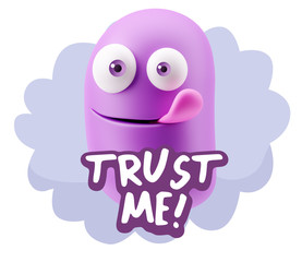 3d Illustration Laughing Character Emoji Expression saying Trust