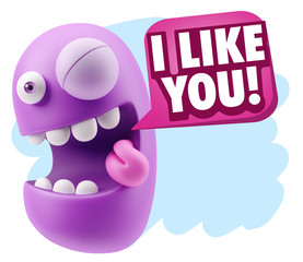 Obraz premium 3d Illustration Laughing Character Emoji Expression saying I Lik
