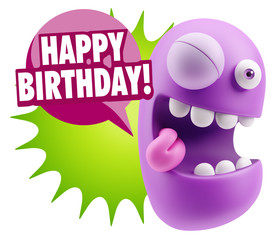 Fototapeta premium 3d Rendering Smile Character Emoticon Expression saying Happy Bi