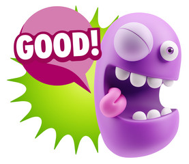 3d Illustration Laughing Character Emoji Expression saying Good