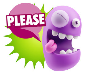 3d Illustration Laughing Character Emoji Expression saying Pleas