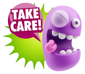 3d Illustration Laughing Character Emoji Expression saying Take