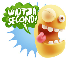 3d Illustration Laughing Character Emoji Expression saying Wait