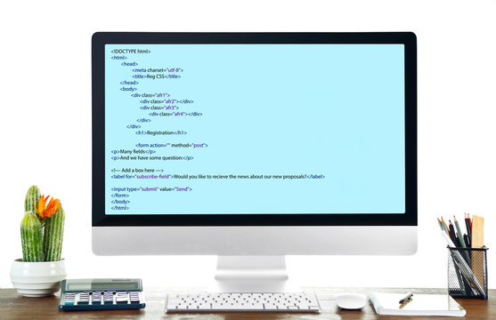 Programming code on computer monitor