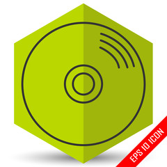 Disk icon. Disk picture. Disk flat vector. CD. DVD. Laser disc icon.