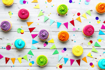 Colorful cupcake party background