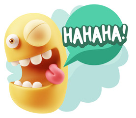 3d Illustration Laughing Character Emoji Expression saying Hahah