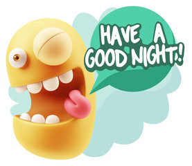 3d Illustration Laughing Character Emoji Expression saying Have