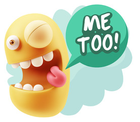 3d Illustration Laughing Character Emoji Expression saying Me To