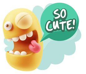 3d Illustration Laughing Character Emoji Expression saying So Cu