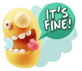 3d Illustration Laughing Character Emoji Expression saying It's